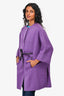 Loro Piana Purple Cashmere Cape Coat with Leather Closure Size O/S