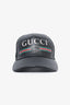 Gucci Black Leather/Mesh Logo GG Baseball Hat Size S