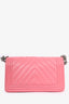 Pre-Loved Chanel™ 2016/17 Pink Leather Chevron Patterned Medium Boy Crossbody