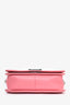 Pre-Loved Chanel™ 2016/17 Pink Leather Chevron Patterned Medium Boy Crossbody