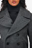 Burberry Brit Grey Wool Double Breasted Short Coat Size XS