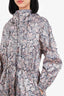 Isabel Marant Silver/Navy Metallic Paisley Print Hooded Coat Size 34