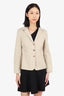 Prada Beige Single Breasted Blazer with Pleated Detail Size 40