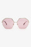 Valentino Pink Hexagonal Diamante Sunglasses