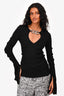 Alexander Wang Black Ribbed Chain Detailed Frilly Sleeve Top Size M