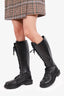 Aquazurra Black Leather Lace Knee High Boots Size 40