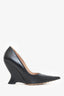 Bottega Veneta Black Leather 'Punta' Wedge Pumps Size 38