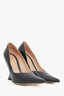 Bottega Veneta Black Leather 'Punta' Wedge Pumps Size 38