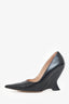 Bottega Veneta Black Leather 'Punta' Wedge Pumps Size 38