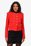 Veronica Beard Red Tweed 'Bentley' Evening Jacket with Gold Buttons Size 2