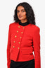 Veronica Beard Red Tweed 'Bentley' Evening Jacket with Gold Buttons Size 2