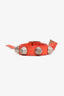 Balenciaga Red Leather Silver Toned Studded Bracelet