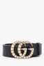 Gucci Black Leather/Pearl GG Belt Size 90