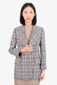 Gucci Black/White Wool Checked Double Breasted Blazer Size 40