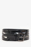 Burberry Black/Navy Patent Leather Check Belt Size 90