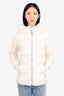 Prada Sport White Nylon Down/Fox Fur Puffer Jacket SIze 42