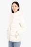 Prada Sport White Nylon Down/Fox Fur Puffer Jacket SIze 42