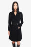 Versace Black Wool Double Breasted Belted Coat Size 38