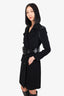 Versace Black Wool Double Breasted Belted Coat Size 38