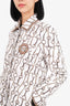 Hermès 2023 Runway White Horsebit Print Puffer Jacket Size 40