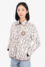 Hermès 2023 Runway White Horsebit Print Puffer Jacket Size 40