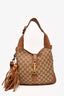 Gucci Brown Leather/Canvas GG Supreme New Jackie 2 Way Shoulder Bag (As Is)