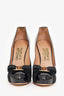 Salvatore Ferragamo Black Patent Leather Vera Bow Heels Size 9.5