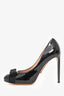 Salvatore Ferragamo Black Patent Leather Vera Bow Heels Size 9.5