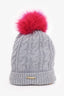 Burberry Grey Wool Fur Pom-Pom Knitted Beanie