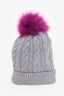 Burberry Grey Wool Fur Pom-Pom Knitted Beanie