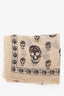 Alexander McQueen Beige Skull Printed Silk Scarf