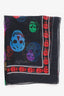 Alexander McQueen Black/Multicolour Skull Printed Silk Scarf