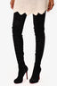 Christian Louboutin Black Suede 'Louise Xl 120' Stretch Thigh High Boots Size 37