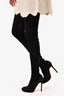 Christian Louboutin Black Suede 'Louise Xl 120' Stretch Thigh High Boots Size 37