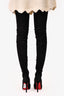 Christian Louboutin Black Suede 'Louise Xl 120' Stretch Thigh High Boots Size 37