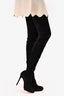 Christian Louboutin Black Suede 'Louise Xl 120' Stretch Thigh High Boots Size 37