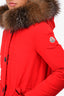 Moncler Red Courvite Guibbotto Fur Hooded Parka Coat Size 00