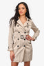 Burberry London Beige Satin Double Breasted Short Trench Coat Size 2 US With Belt