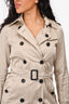 Burberry London Beige Satin Double Breasted Short Trench Coat Size 2 US With Belt