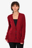 Celine Red Cashmere Double Triomphe Pocket Button Cardigan M