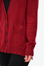 Celine Red Cashmere Double Triomphe Pocket Button Cardigan M