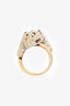 Gucci Gold Tone White Enamel Tiger Double Head Wrap Ring