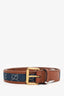 Gucci Blue/Brown GG Denim Leather Trim Embellishment Belt Size 100.40