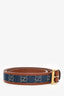 Gucci Blue/Brown GG Denim Leather Trim Embellishment Belt Size 100.40