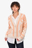 Hermès Beige/Orange Cashmere Blend Button Down Cardigan Size 38