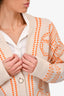 Hermès Beige/Orange Cashmere Blend Button Down Cardigan Size 38