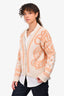 Hermès Beige/Orange Cashmere Blend Button Down Cardigan Size 38