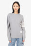 Thom Browne Grey Cotton Striped Sweater Size 4 Mens