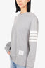 Thom Browne Grey Cotton Striped Sweater Size 4 Mens