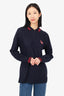 Louis Vuitton Navy/Red Wool Logo Embroidery Half Zip Sweater Size M